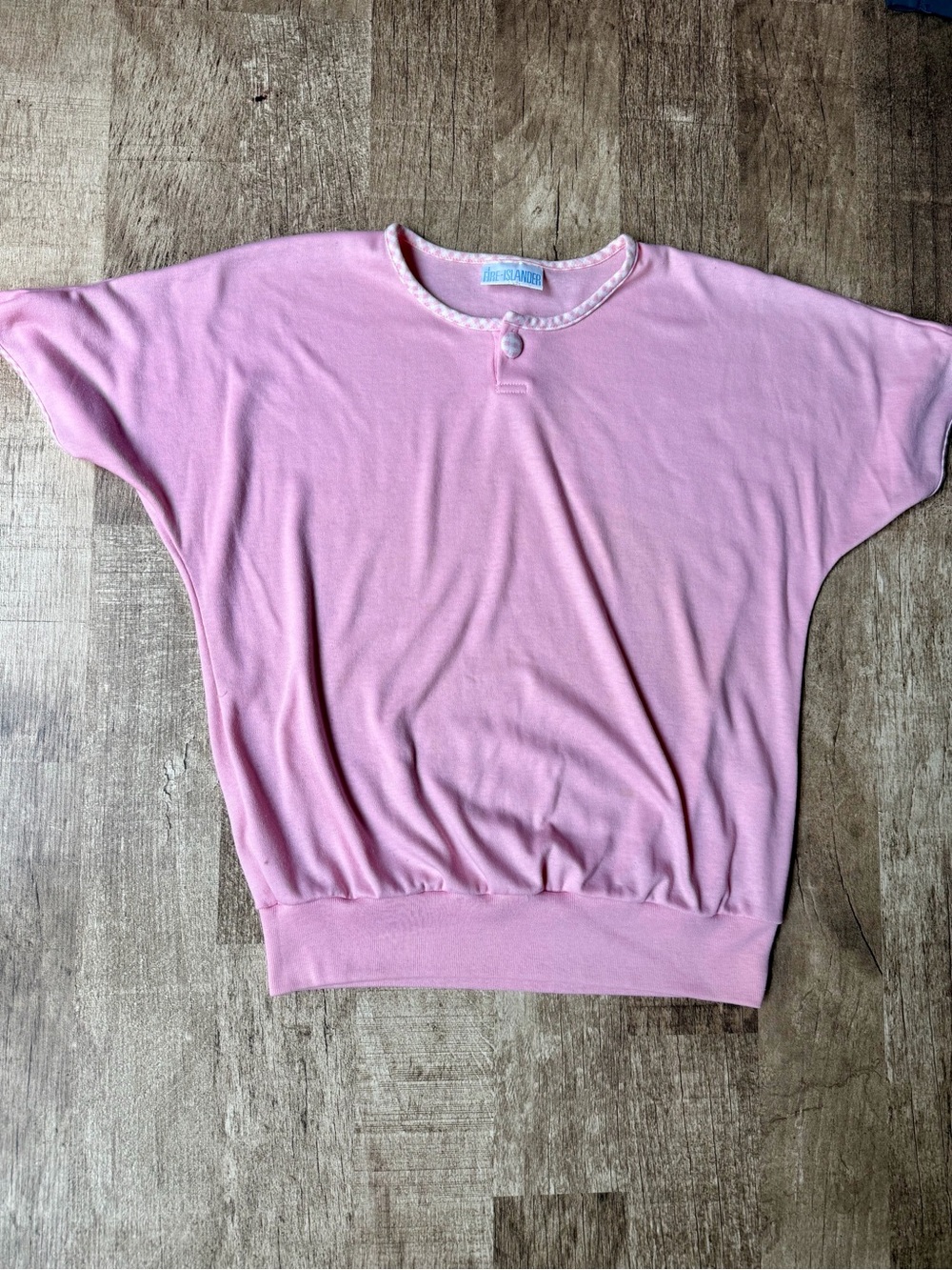 Vintage Fire Islander Pastel Pink Dolman Sleeve Banded Top